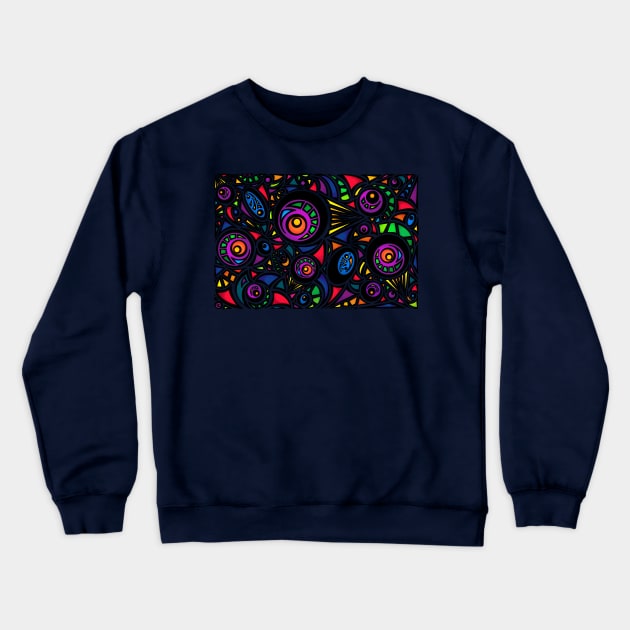 Colorful Neon Geometric Abstract with Black Lines - Horizontal Crewneck Sweatshirt by Amanda Lucas
